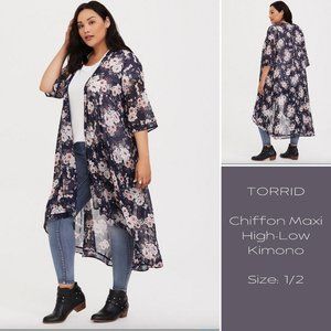 Torrid - Chiffon Maxi High-Low Kimono - Size 1/2